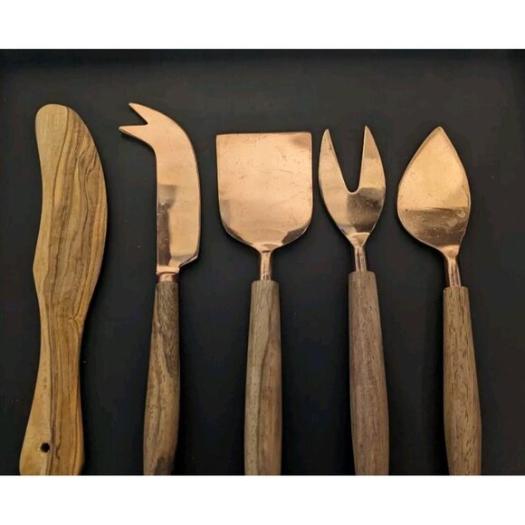 Copper and Rosewood Charcuterie Meat & Cheese Tools Utensils - Picture 2 of 2